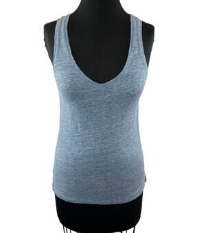 MAJESTIC FILATURES Linen Blend V-Neck Blue Sleeveless Tank Top Size 1 S Small